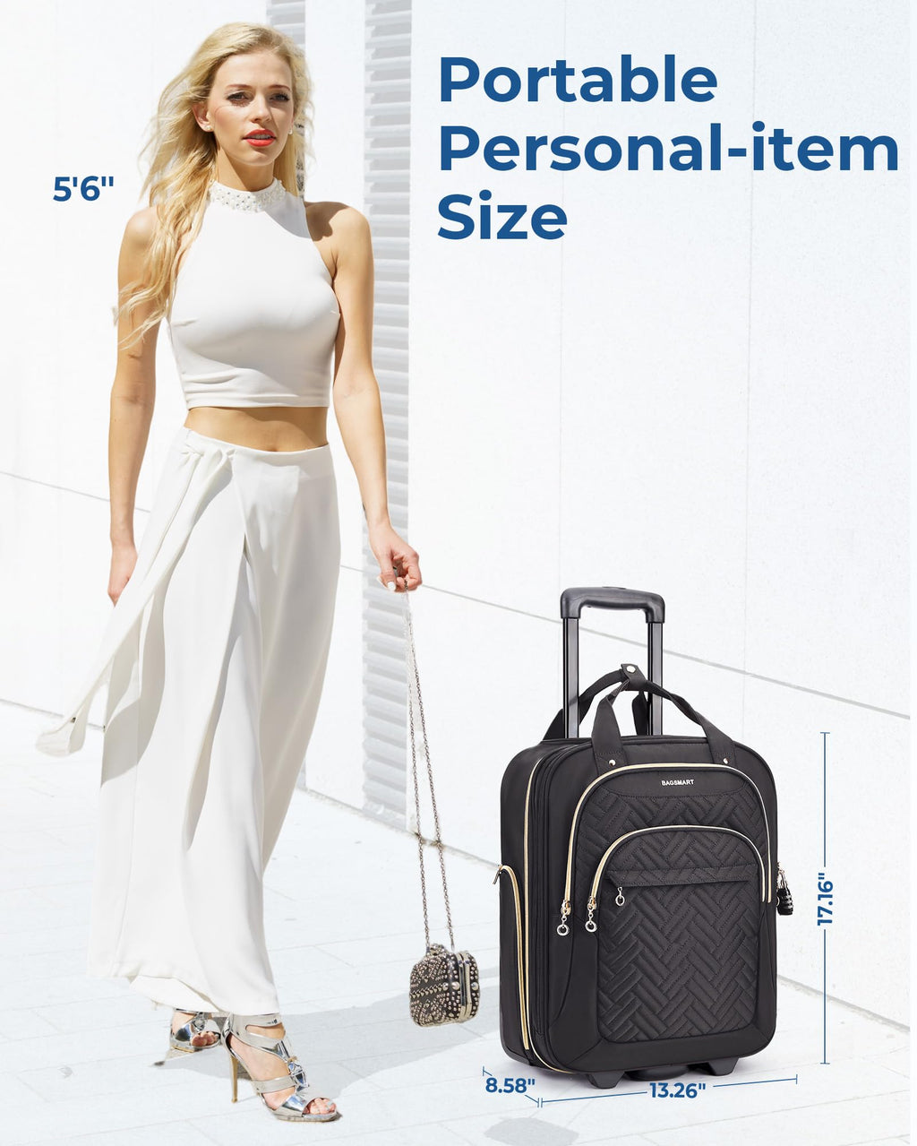 16" Softside Underseat Carry On Luggage with Wheels, Black I8614