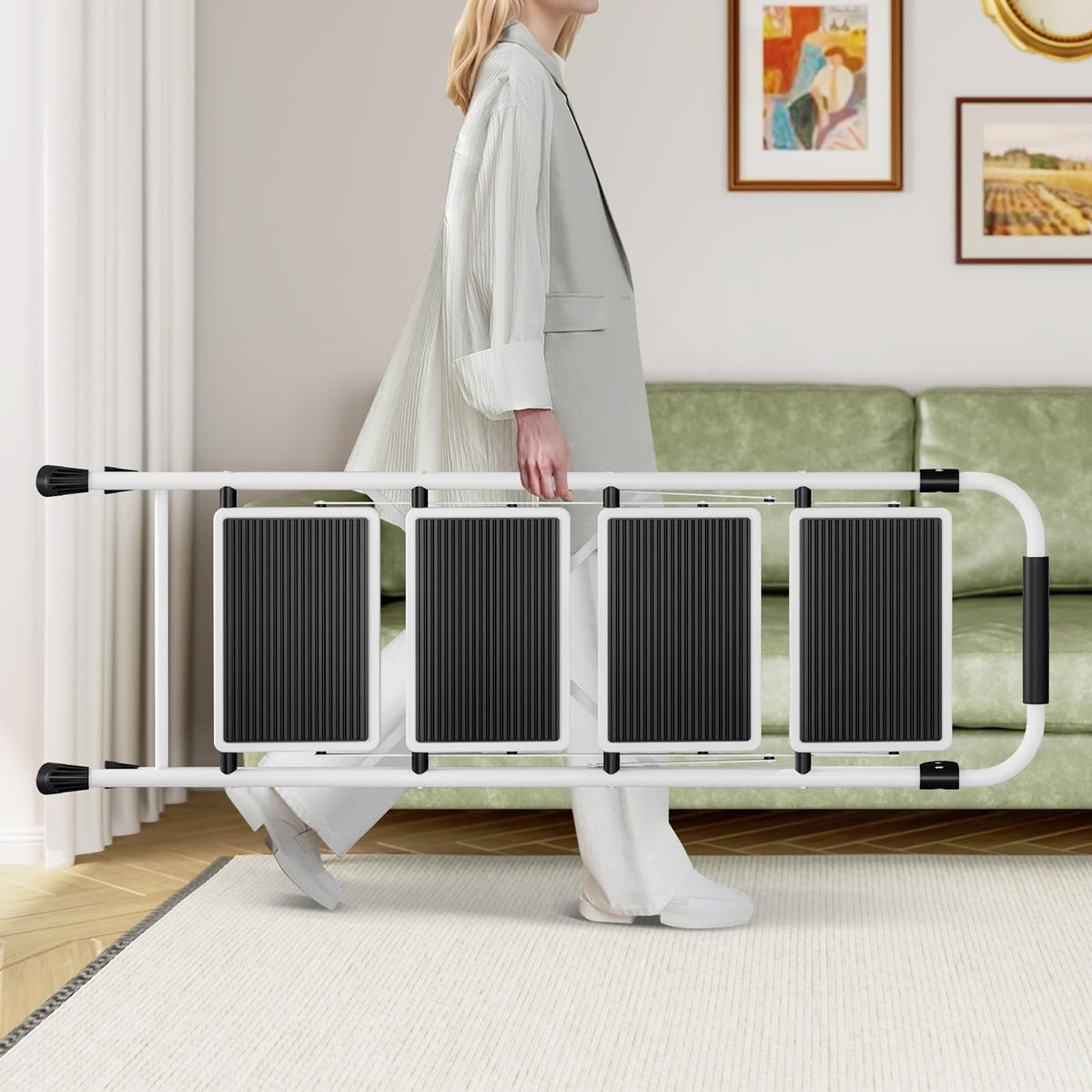 4 Step Folding Step Stool with Anti-Slip Wide Pedal F662