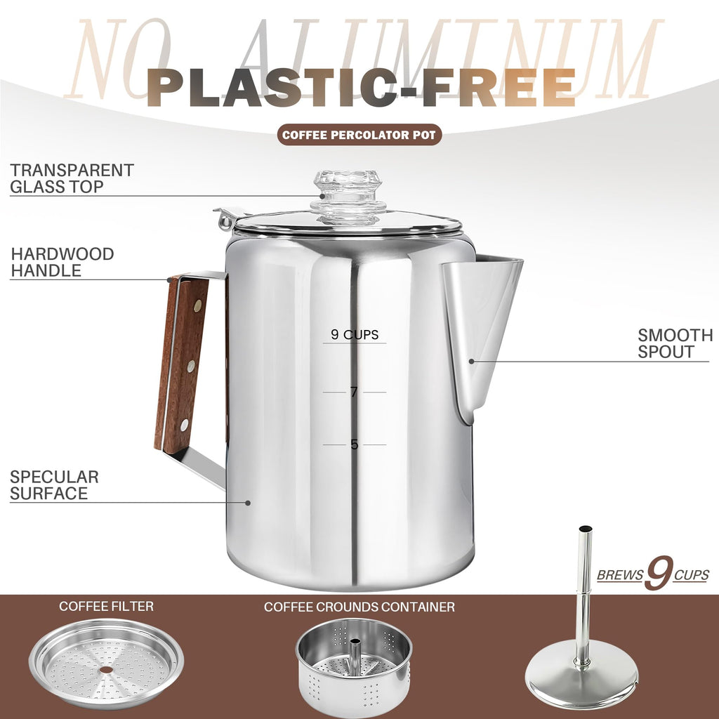 Stainless Steel 9 Cup Coffee Percolator G12269