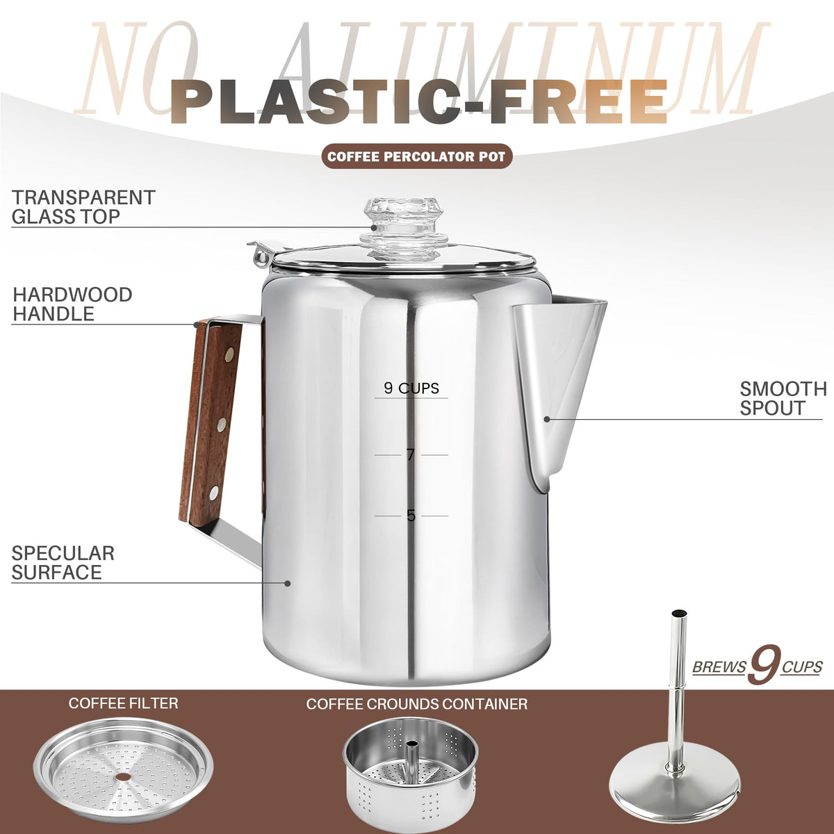 Stainless Steel 9 Cup Coffee Percolator G12269