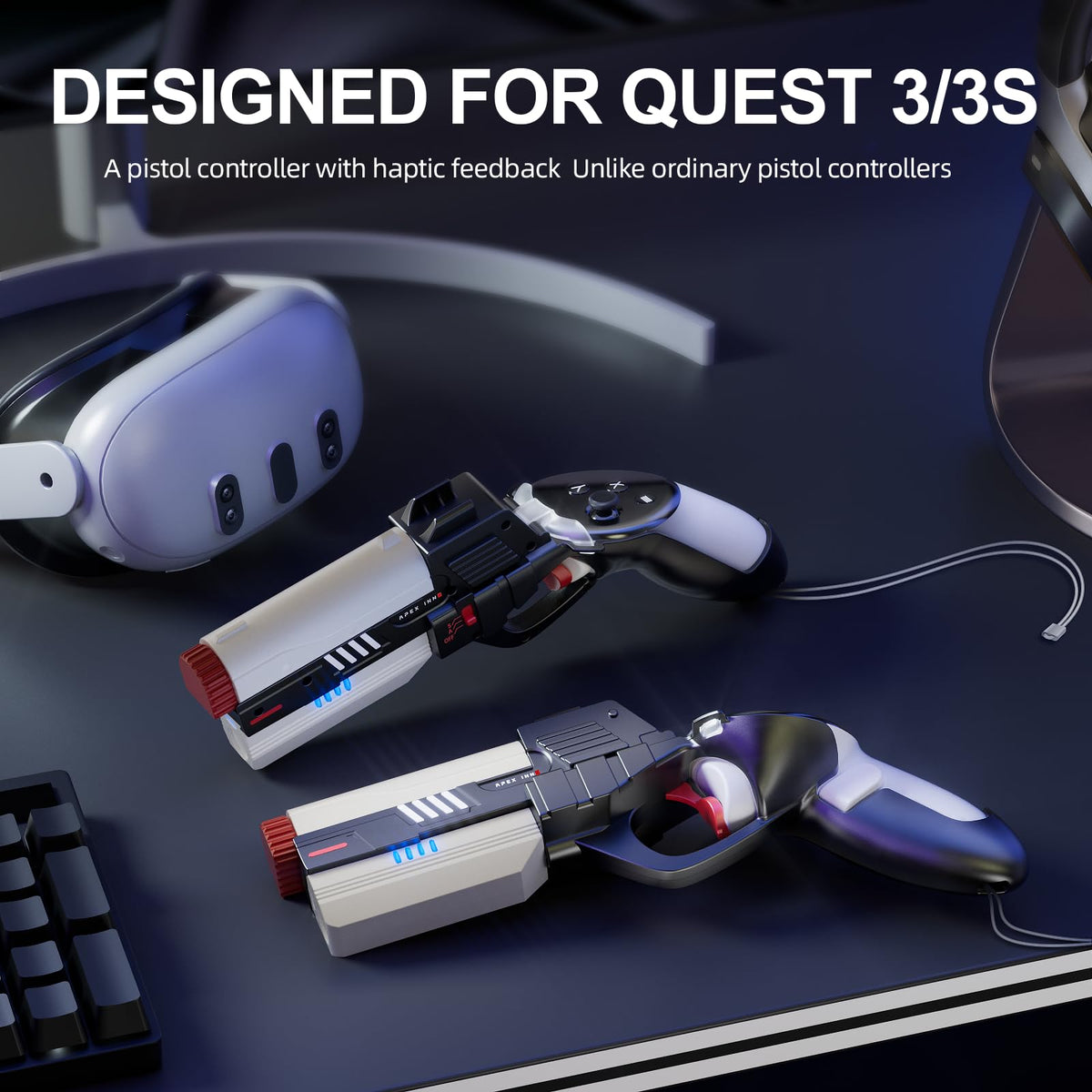 Controller Accessories Haptic Gun Stock Cover Compatible with Meta Quest 3S and Meta Quest 3 B295