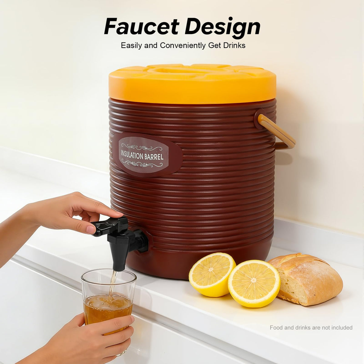 Insulated Beverage Dispenser 3.43gal Stainless Steel Portable Water Jug Z584