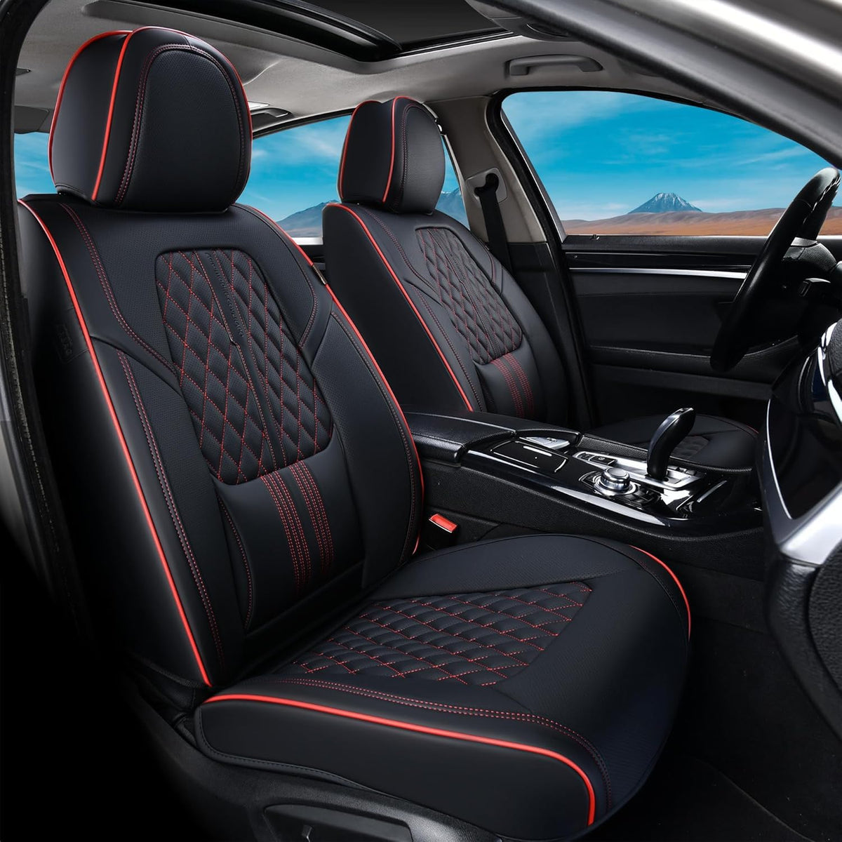 Black Nappa Leather Car Seat Covers Full Set B600083