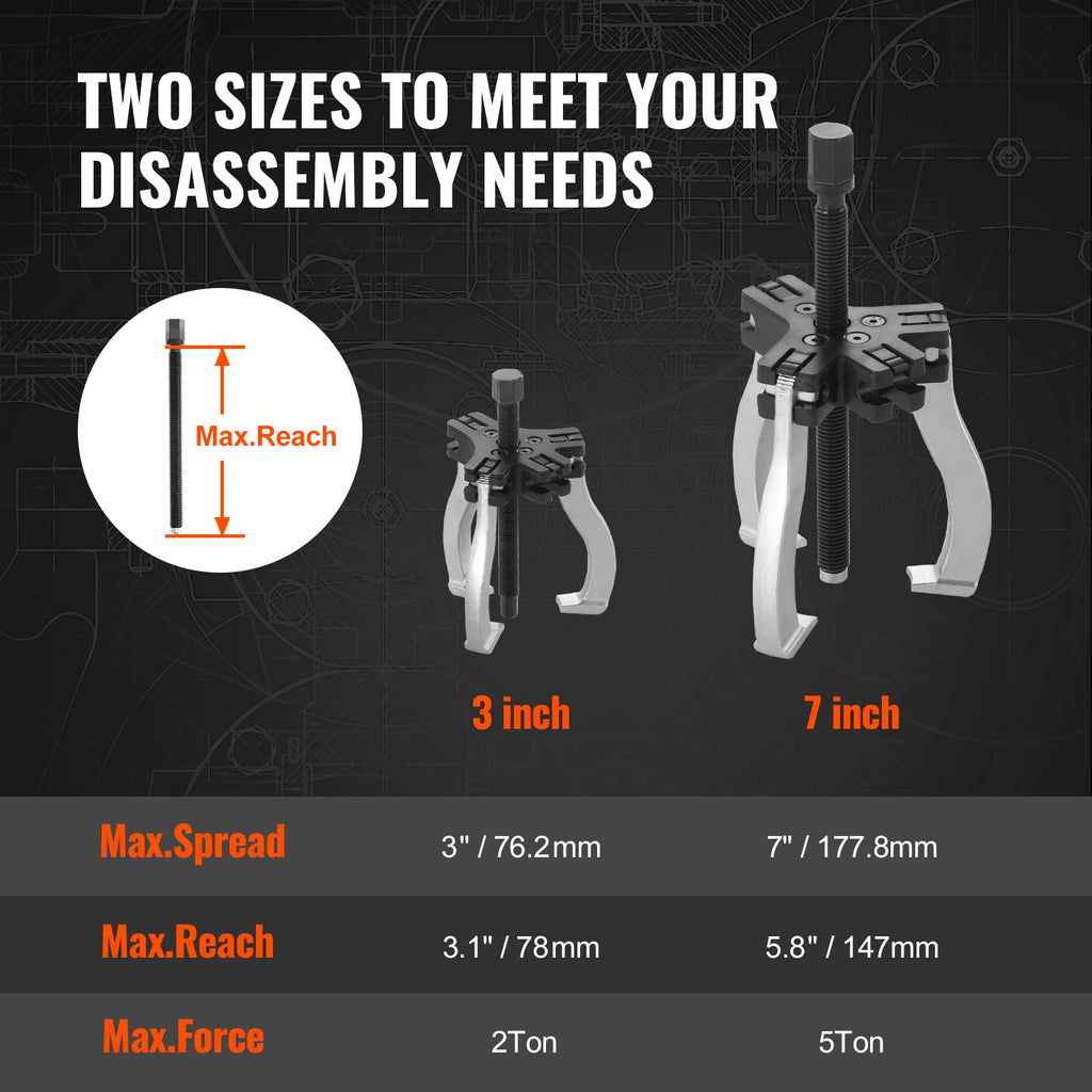 3" and 7" 3 Jaw Gear Puller Set N420563