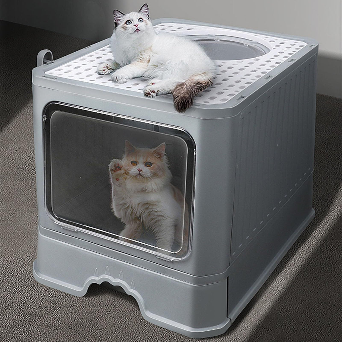 Foldable Enclosed Cat Litter Box with Lid E6985