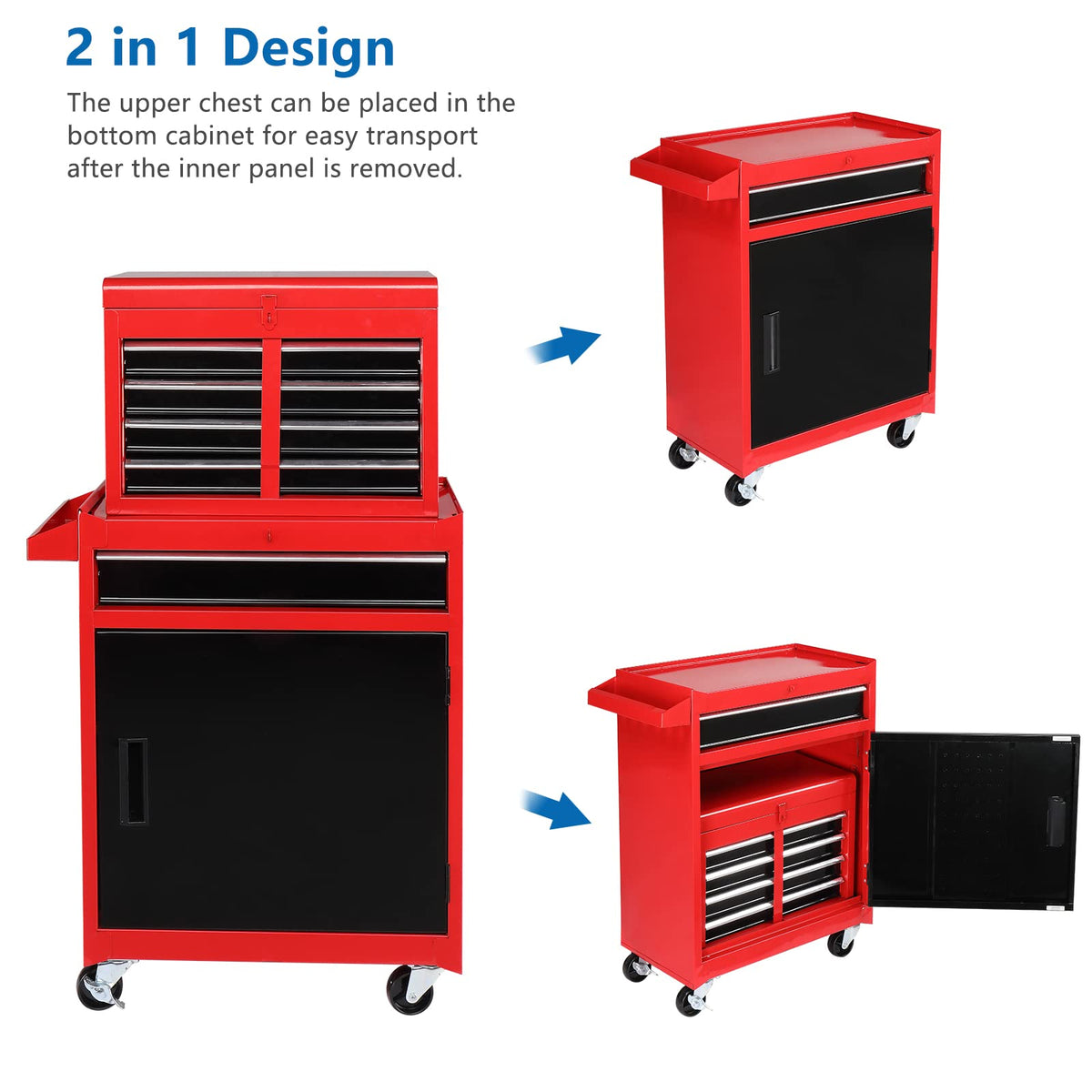 5 Drawer Rolling Tool Chest with Lockable Wheels Y70997