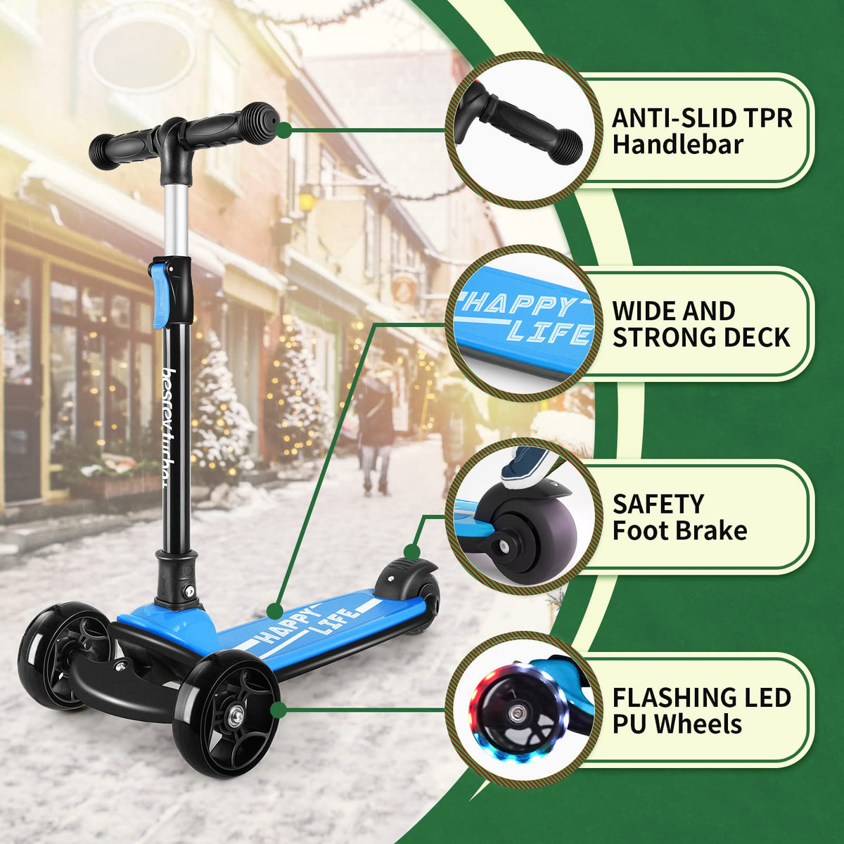 3 Wheel Scooter with 4 Adjustable Height C34257