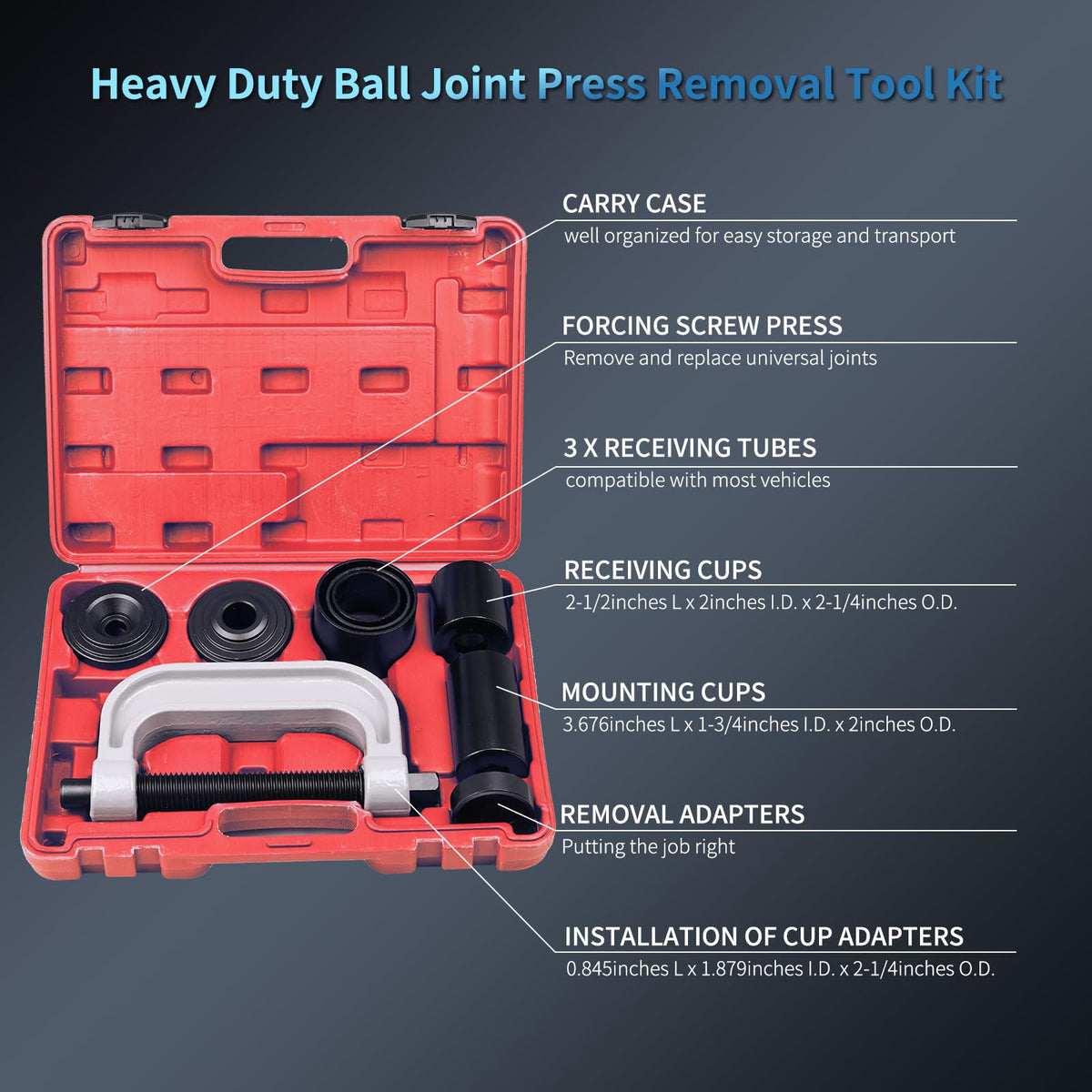 10pcs Ball Joint Press Removal/Installation Tool with 4 Wheel Drive Adapters Y844