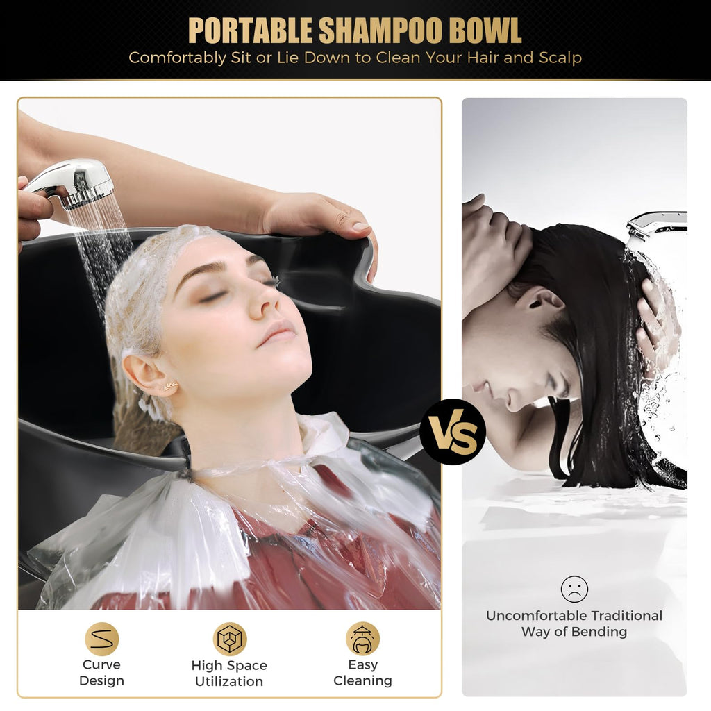 Portable Shampoo Basin with 2 Buckets, Height Adjustable T6742