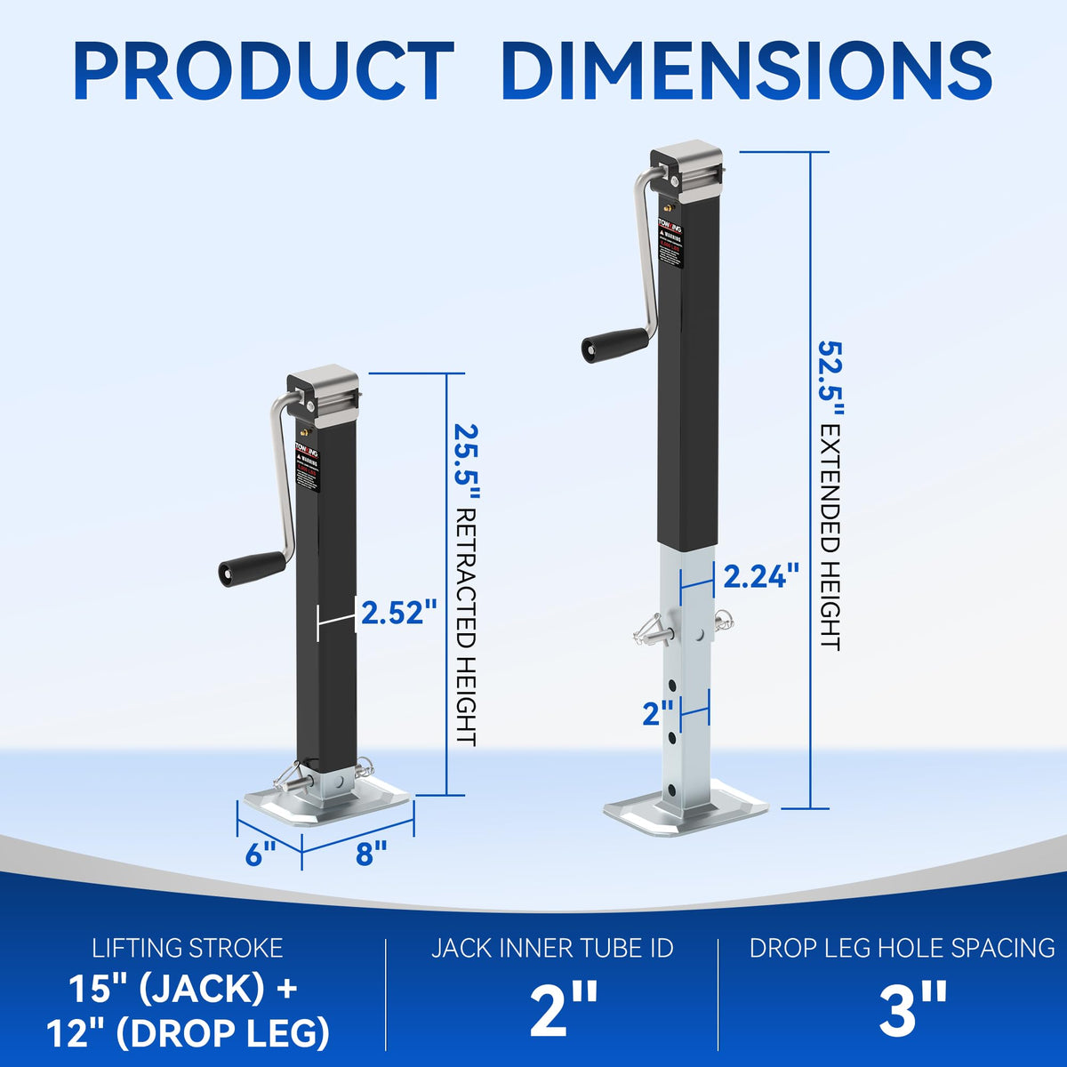 15" Lift Heavy Duty Weld On Trailer Jack E998