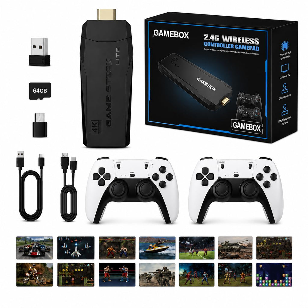 Wireless Retro Game Console with 2 Black Controllers O303