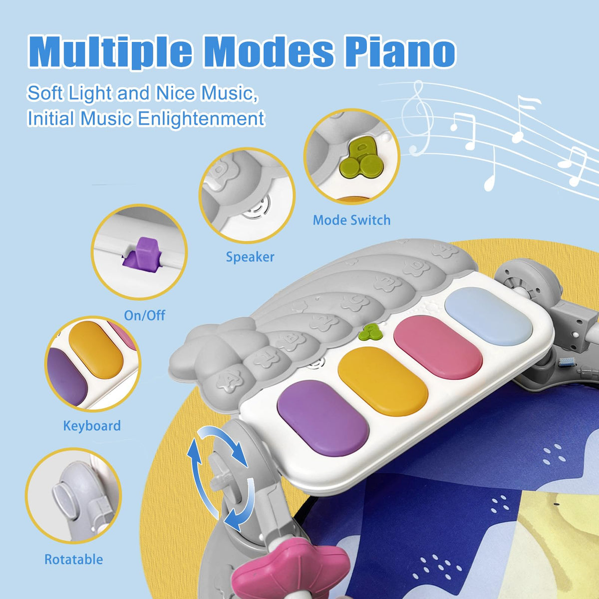 Baby Play Gym Mat with Music and Light Q176