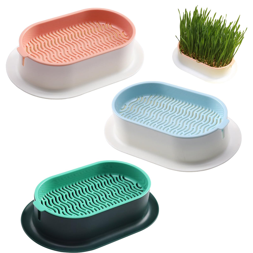 Cat Grass Planter, Hydroponic Trays, Soil-Free Planter (3PCS) J394