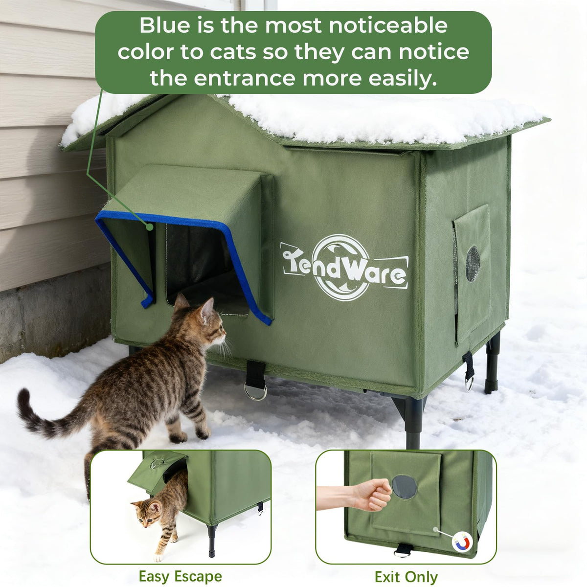 Heated Outdoor Cat House with Elevated Base R8724
