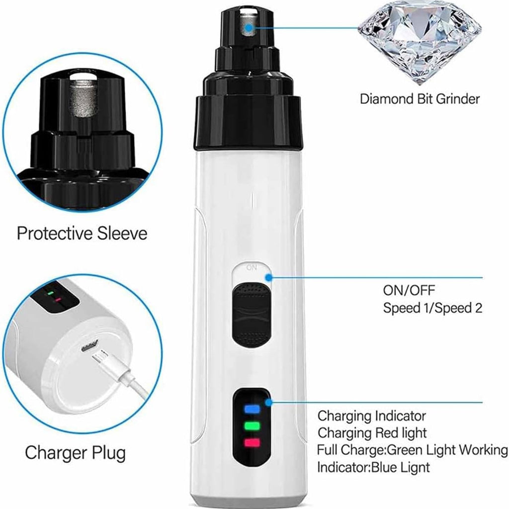 Rechargeable Quiet Low Vibration Electric Dog Nail Grinder & Trimmer with LED Light U57220