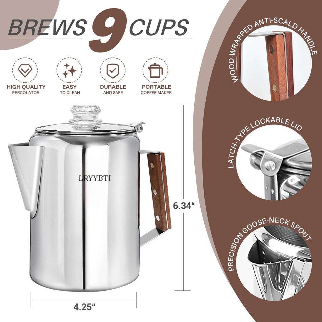 Stainless Steel 9 Cup Coffee Percolator G12269