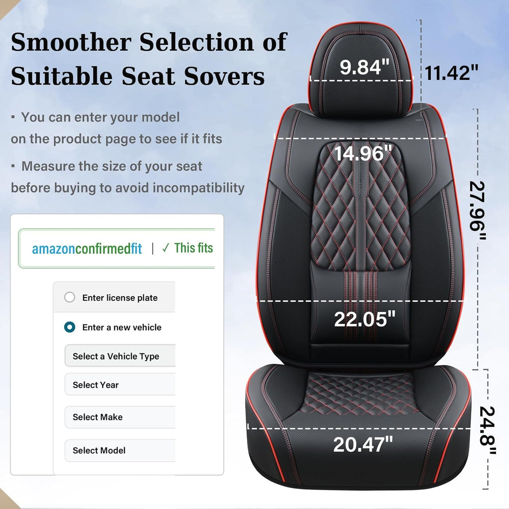 Black Nappa Leather Car Seat Covers Full Set B600083