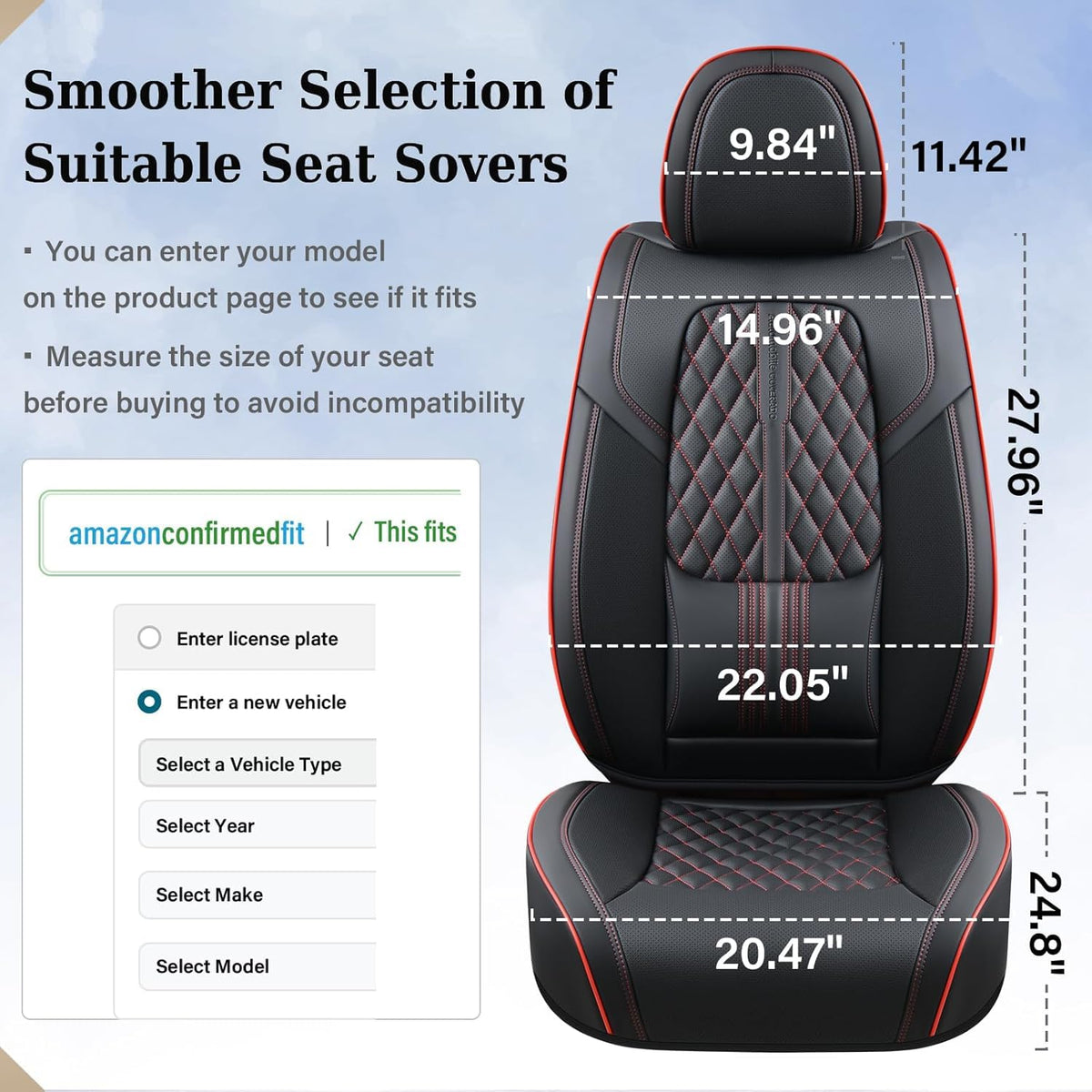 Black Nappa Leather Car Seat Covers Full Set B600083