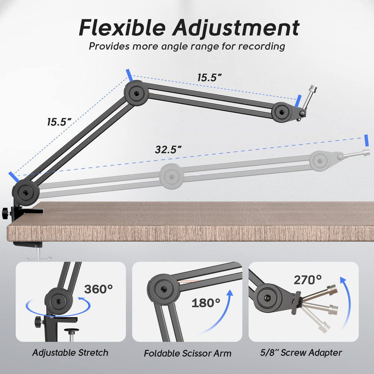 Dynamic Microphone with Boom Arm Kit, XLR/USB Podcast Mic and Stand Bundle with Mute Button K4843