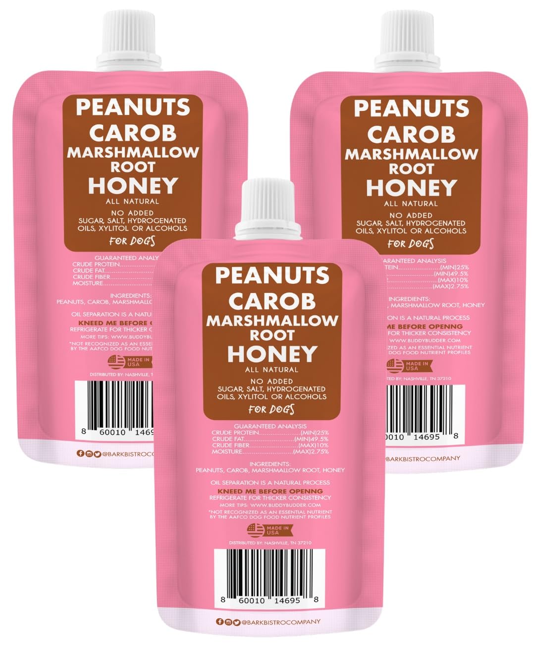 Peanut Butter Dog Treats 3-Pack 4oz Squeeze Packs H9036