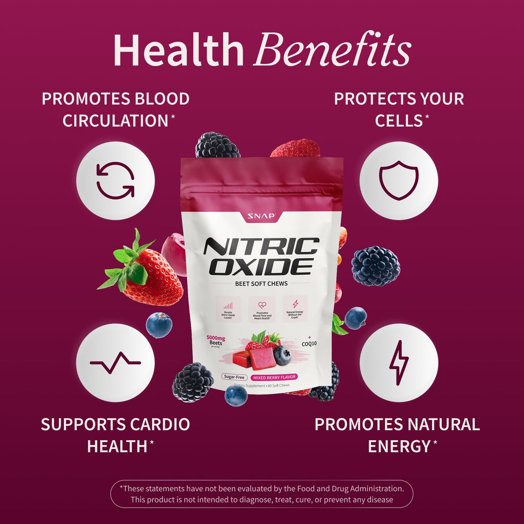 Nitric Oxide Beet Root Soft Chews + Booster Bundle, 60 Soft Chews + 90 Capsules L391164