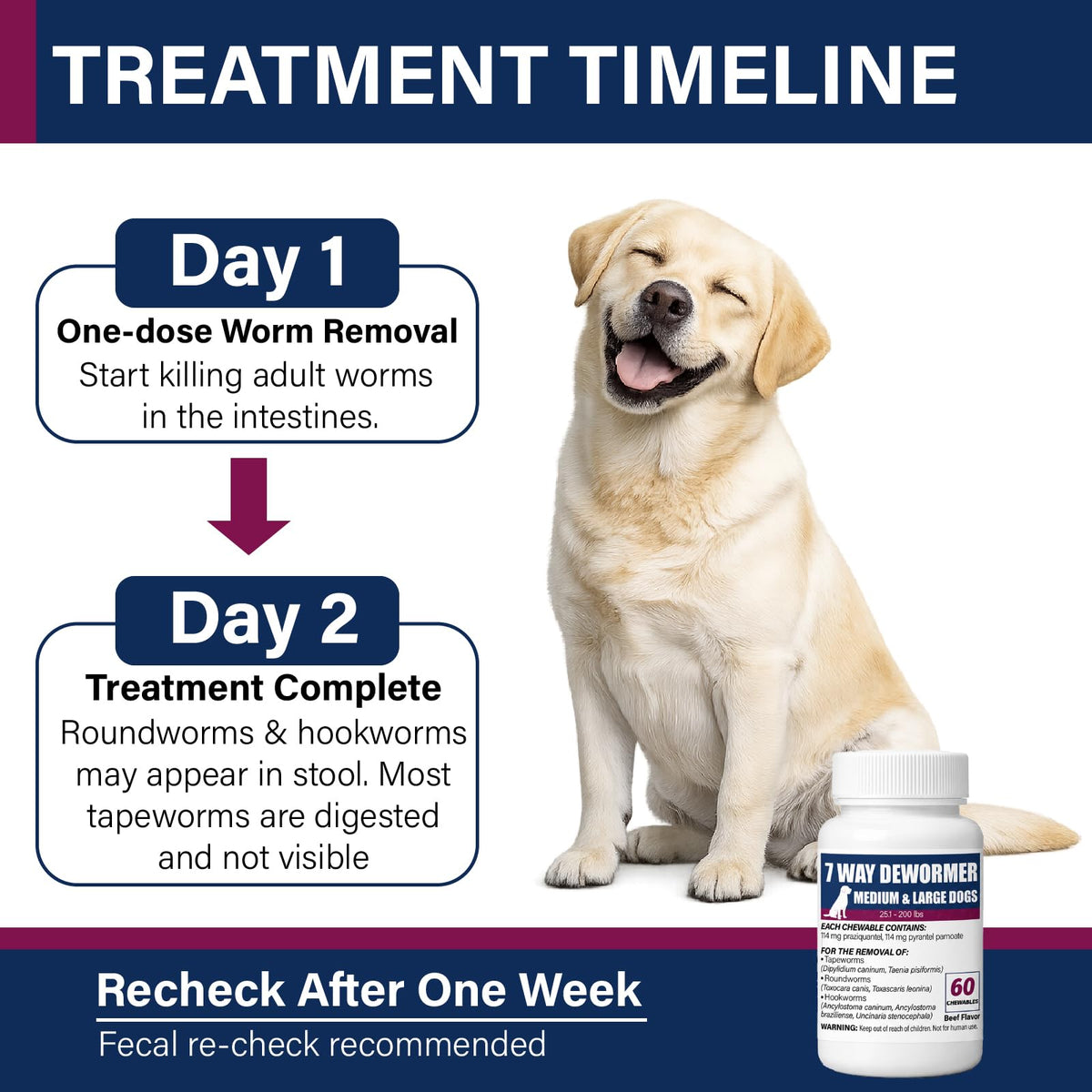 7-Way Dewormer for Dogs, 60 Beef Flavored Chewables B761