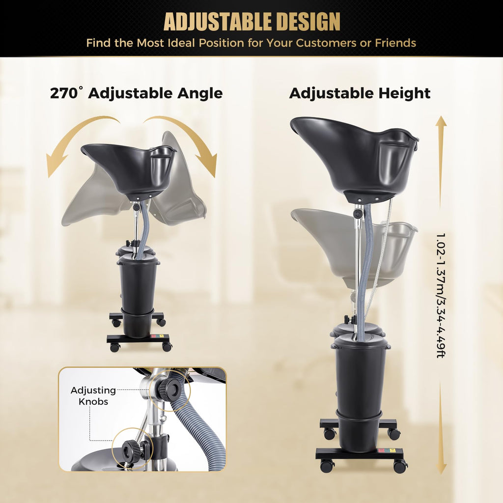 Portable Shampoo Basin with 2 Buckets, Height Adjustable T6742