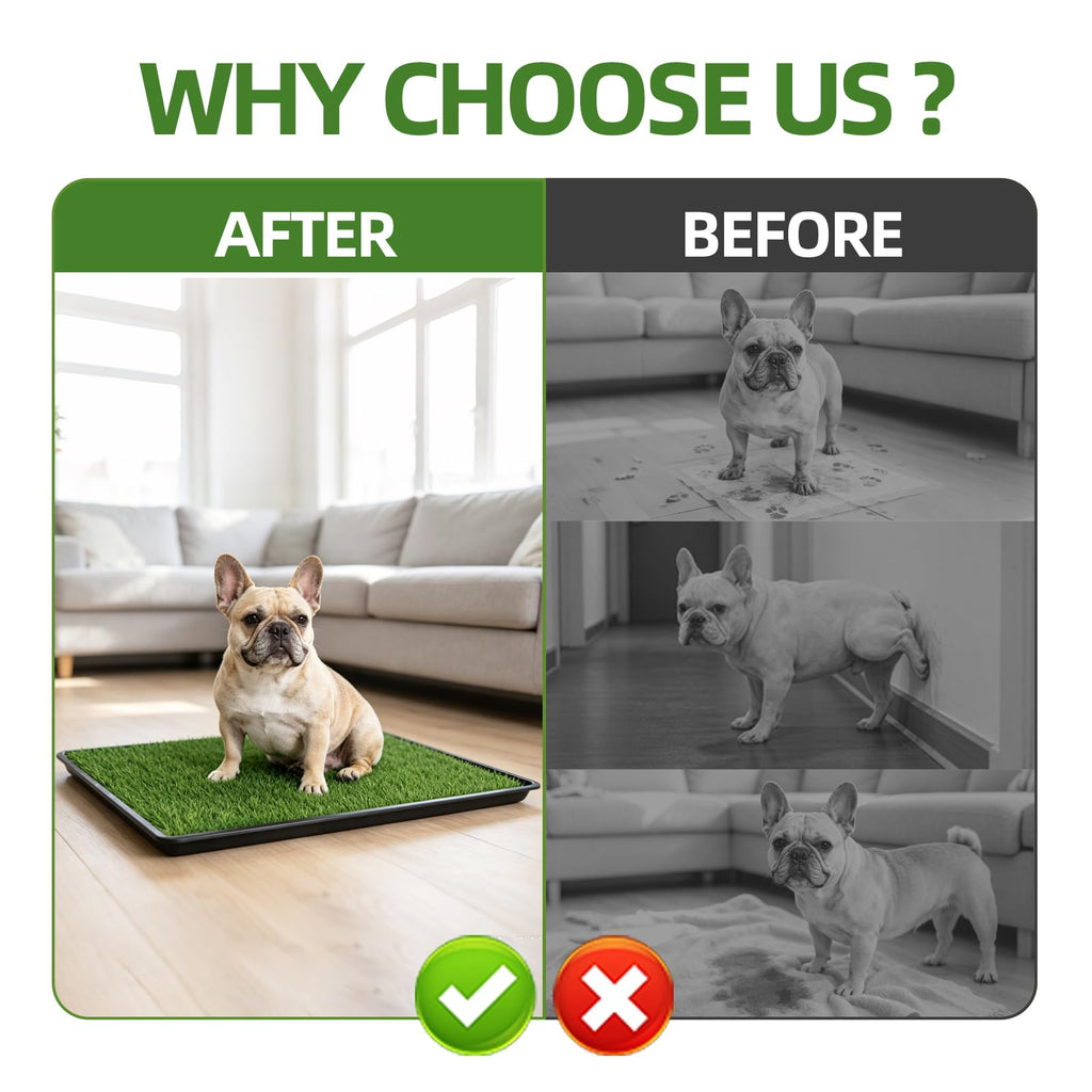 Dog Grass Pad with Tray, 34 x 23 Inch, 2 Artificial Grass Pads X290