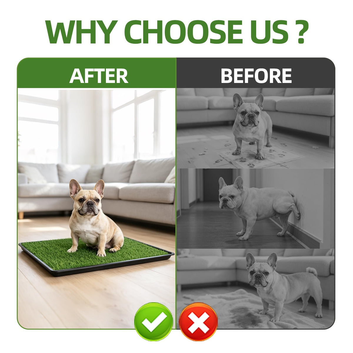 Dog Grass Pad with Tray, 34 x 23 Inch, 2 Artificial Grass Pads X290