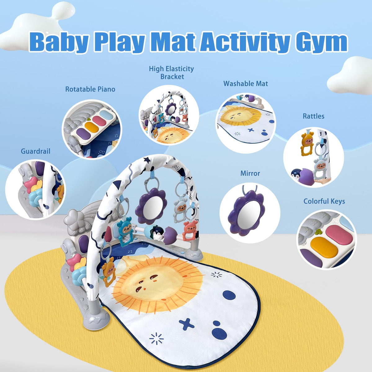 Baby Play Gym Mat with Music and Light Q176