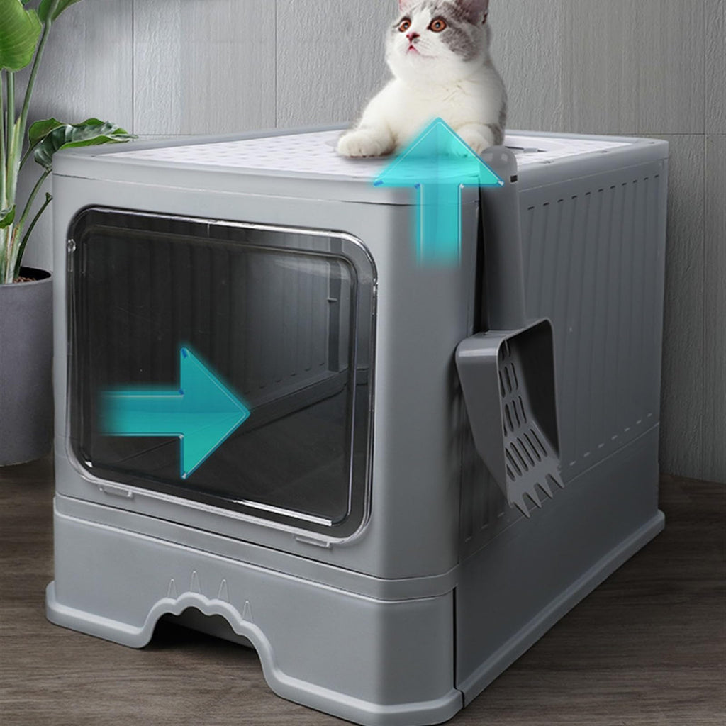 Foldable Enclosed Cat Litter Box with Lid E6985