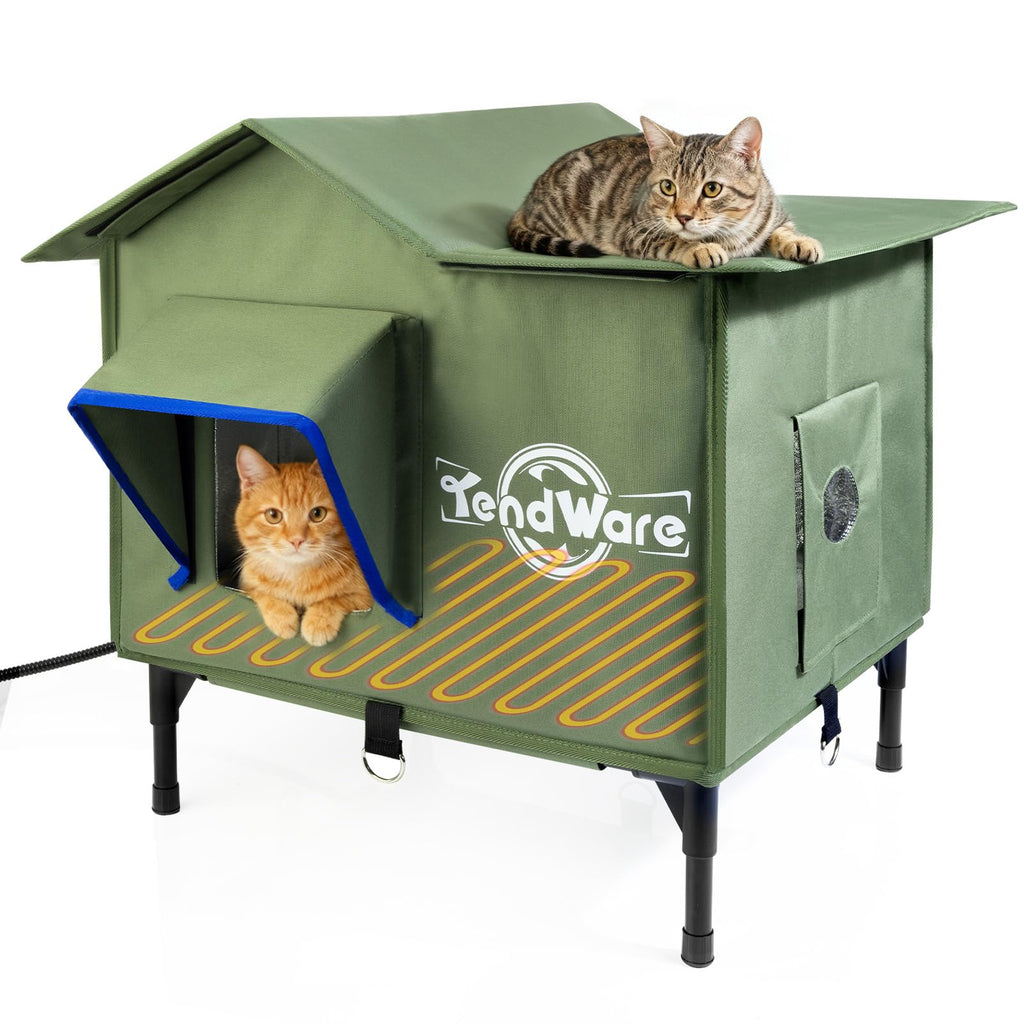 Heated Outdoor Cat House with Elevated Base R8724