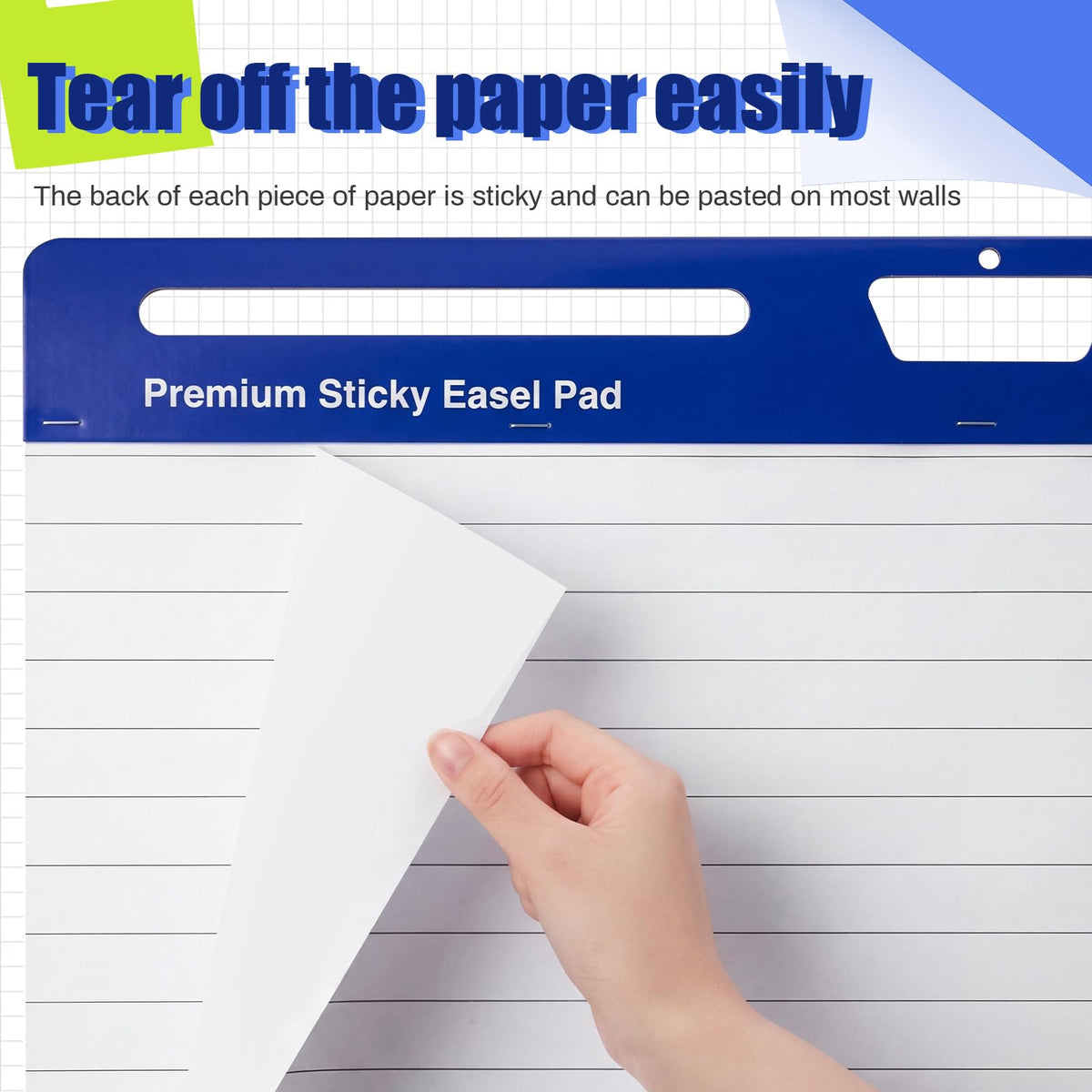 12 Pads White Lined Sticky Easel Pad 25 in x 30 in E98283