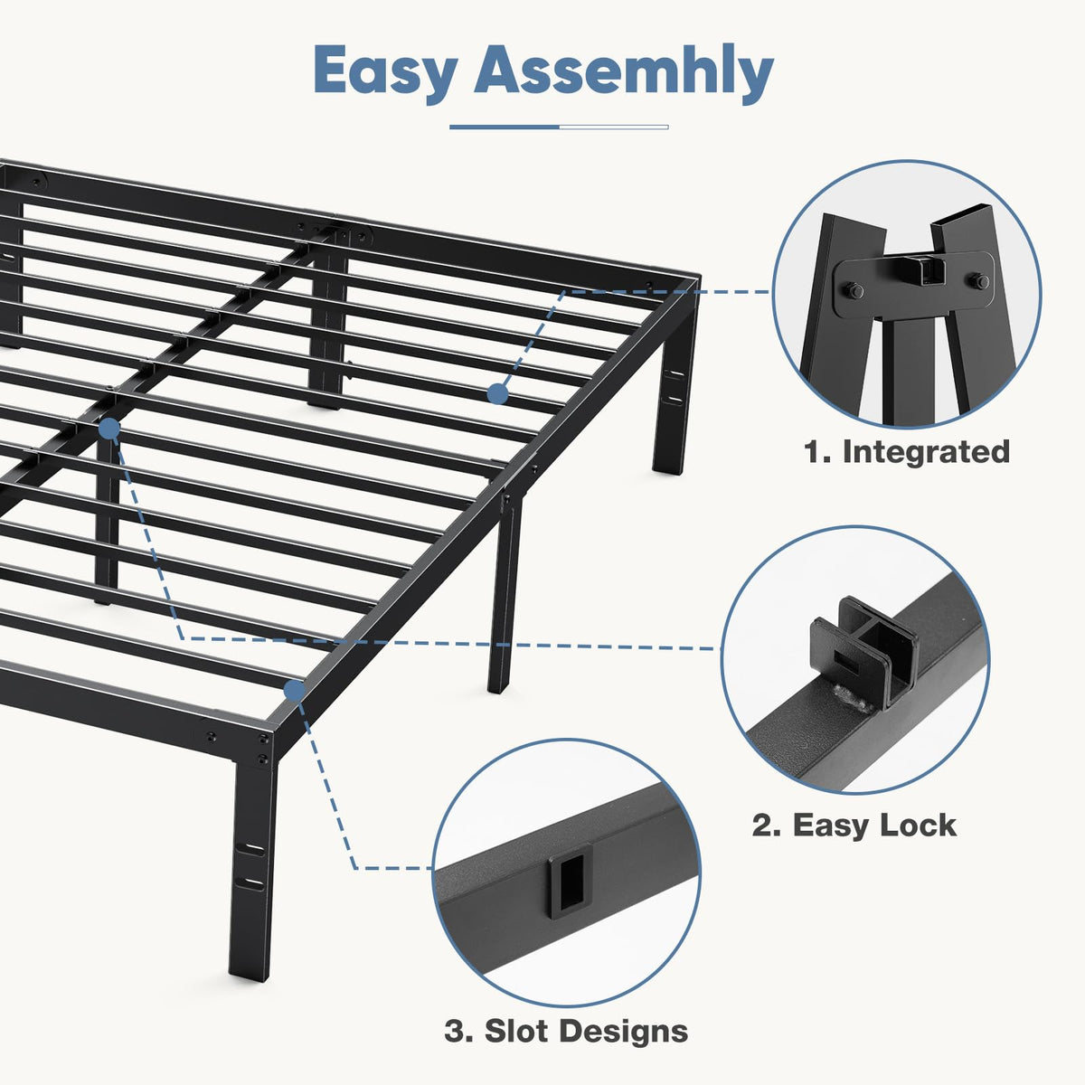 Queen Metal Slat Platform Bed Frame 14 Inch Y910675