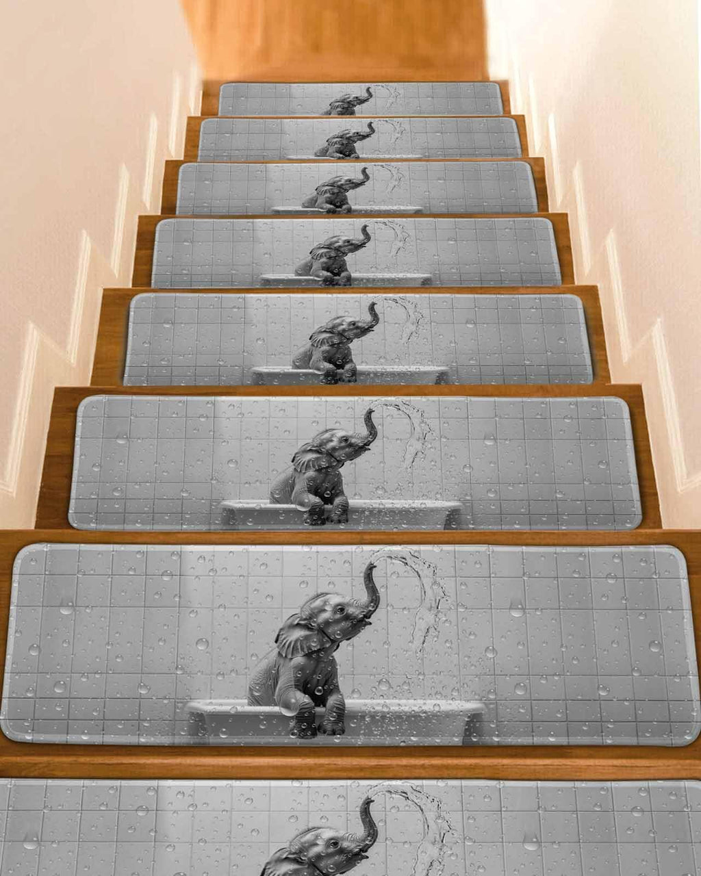 Grey Peel and Stick Stair Treads 8''x30'' 10PCS O715