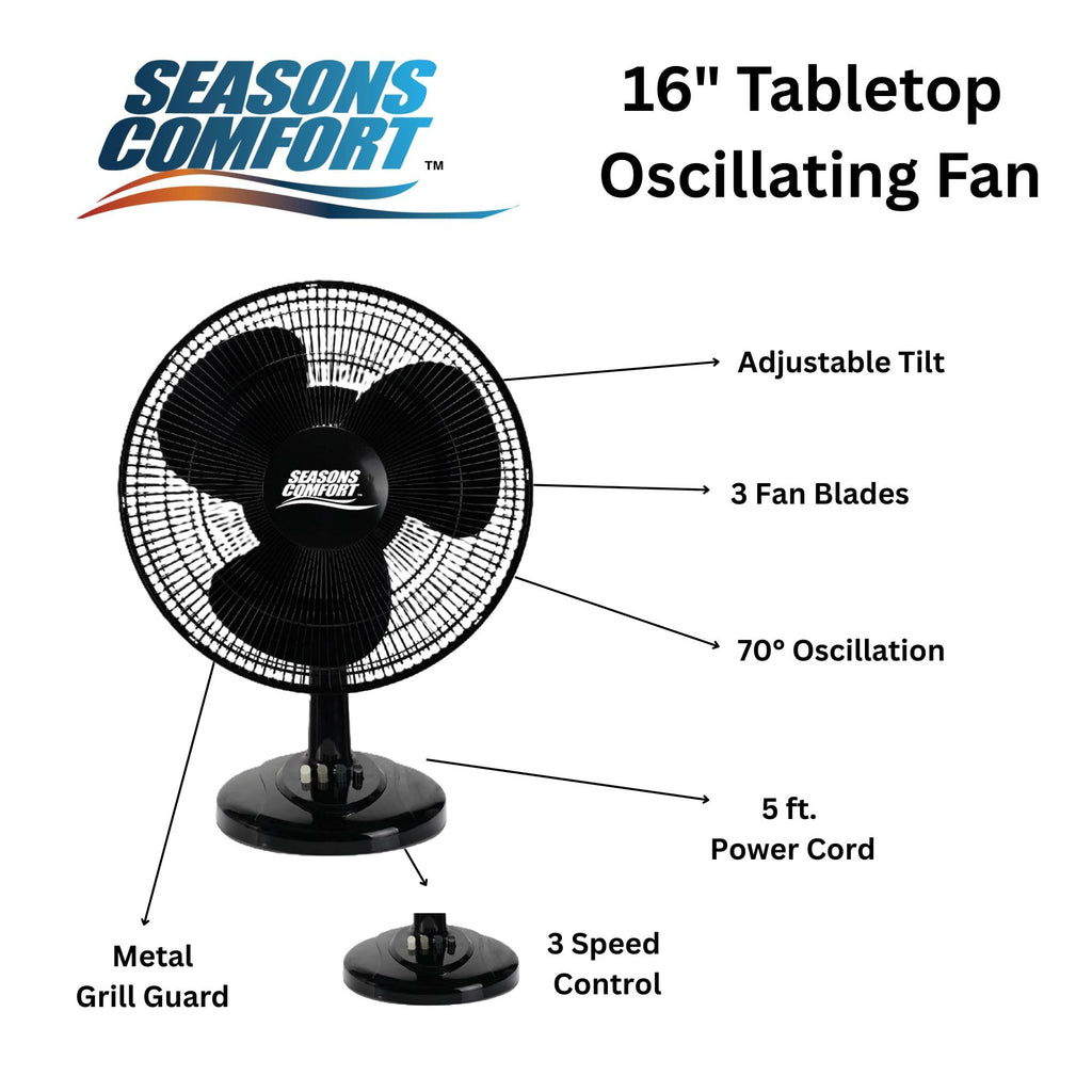16" Oscillating 3 Speed Table Fan F3217