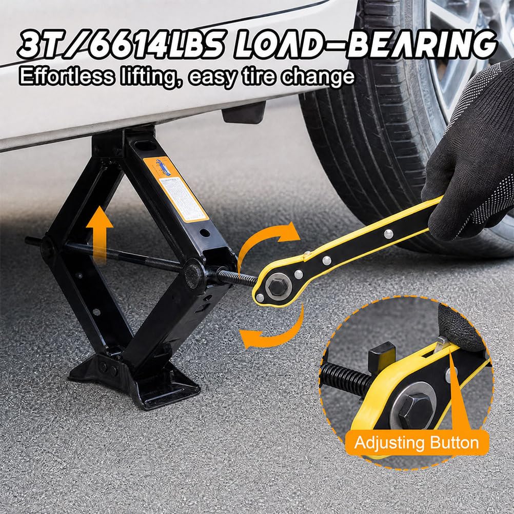 3-Ton Scissor Car Jack Kit with Lug Wrench T437