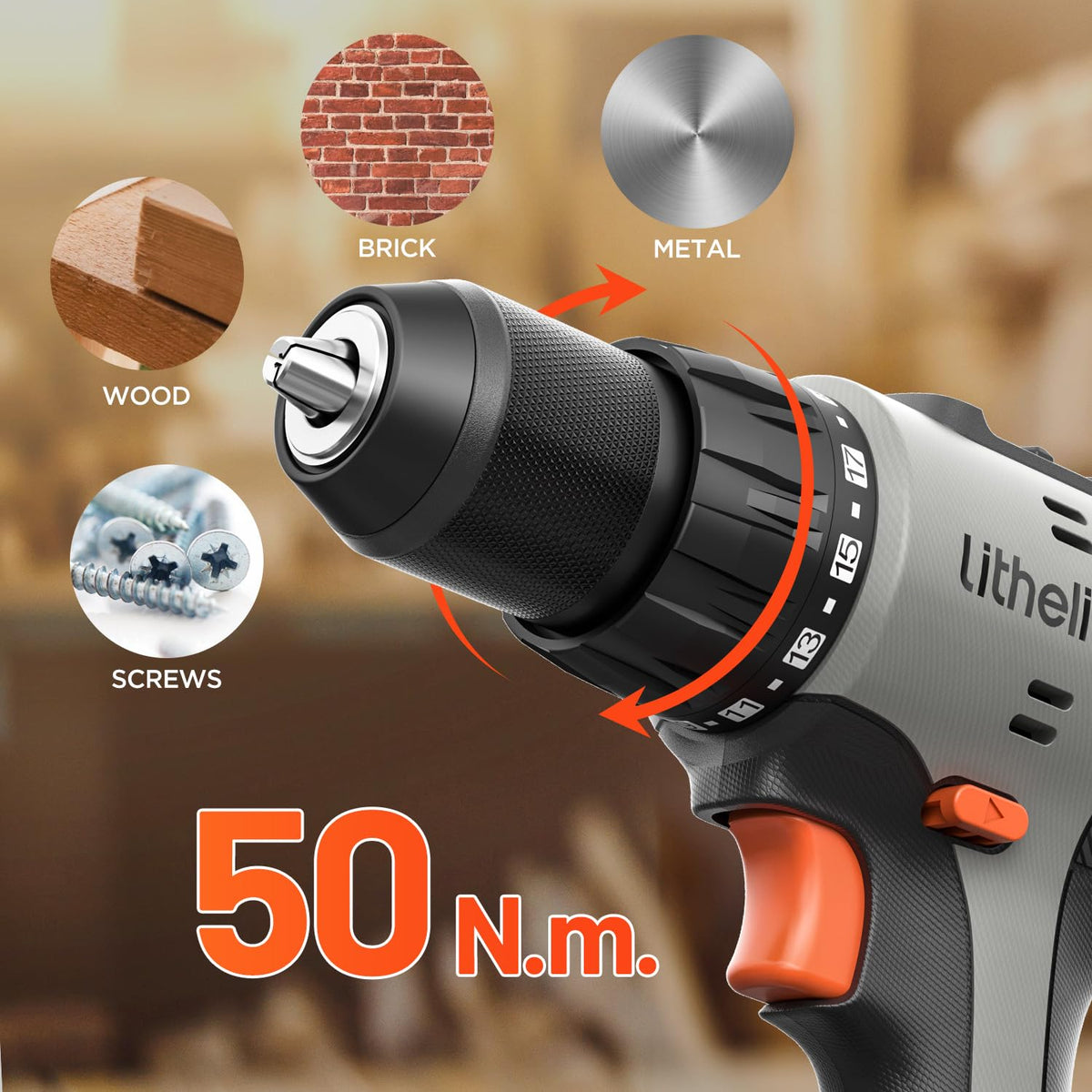 20V Cordless Drill Set 1/2-Inch Keyless Chuck 64-Piece Tool Kit with Bag P848768