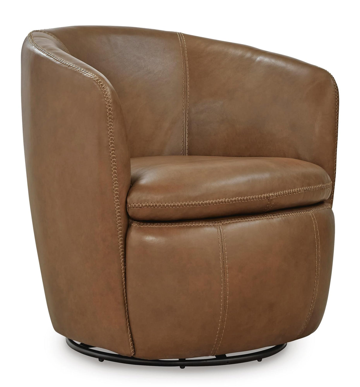 Top Grain Leather Swivel Barrel Chair N9805