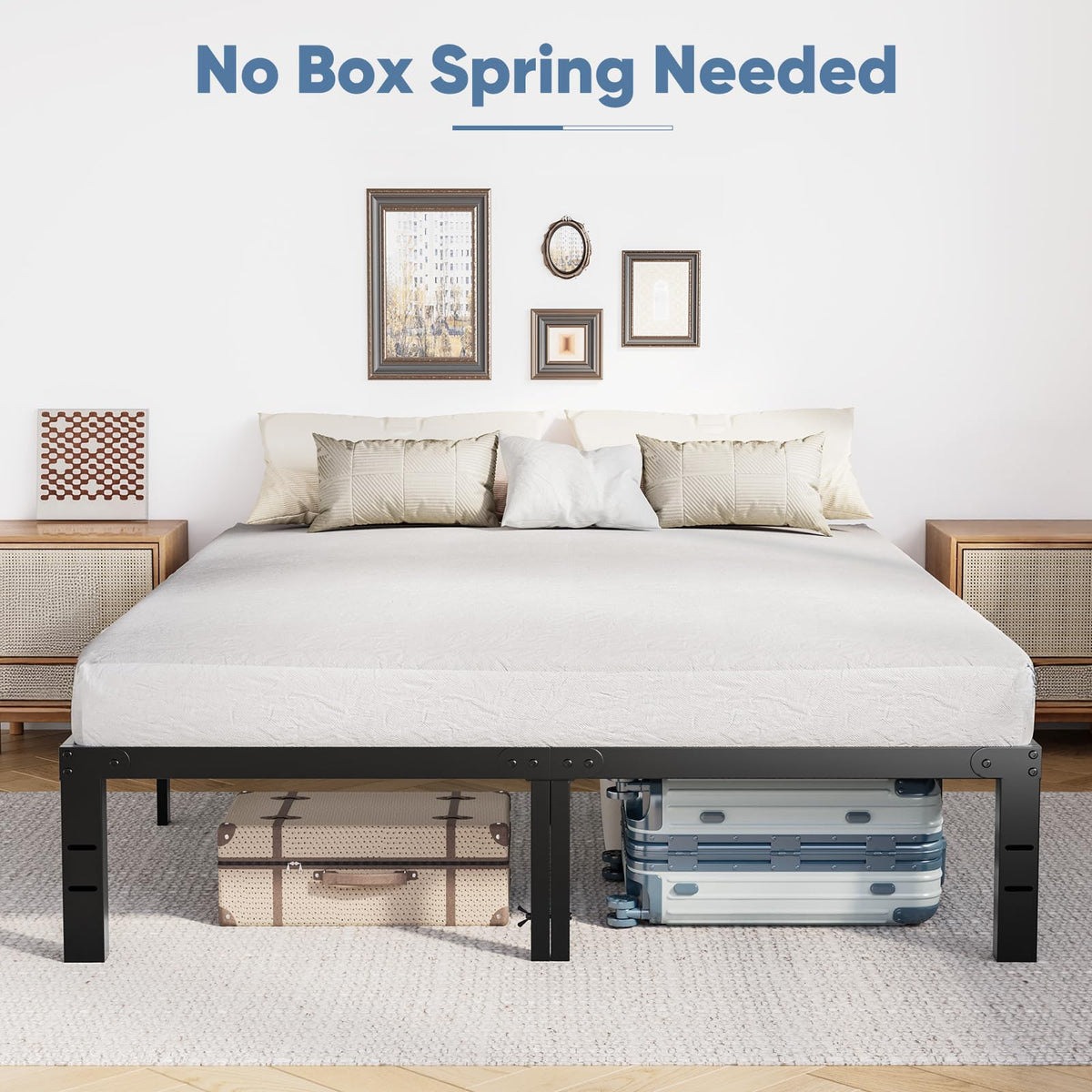 Queen Metal Slat Platform Bed Frame 14 Inch Y910675