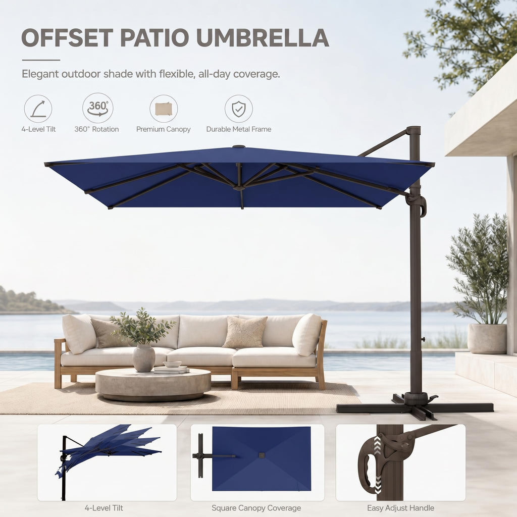 Large Square Cantilever Patio Umbrella with Aluminum Pole F66376