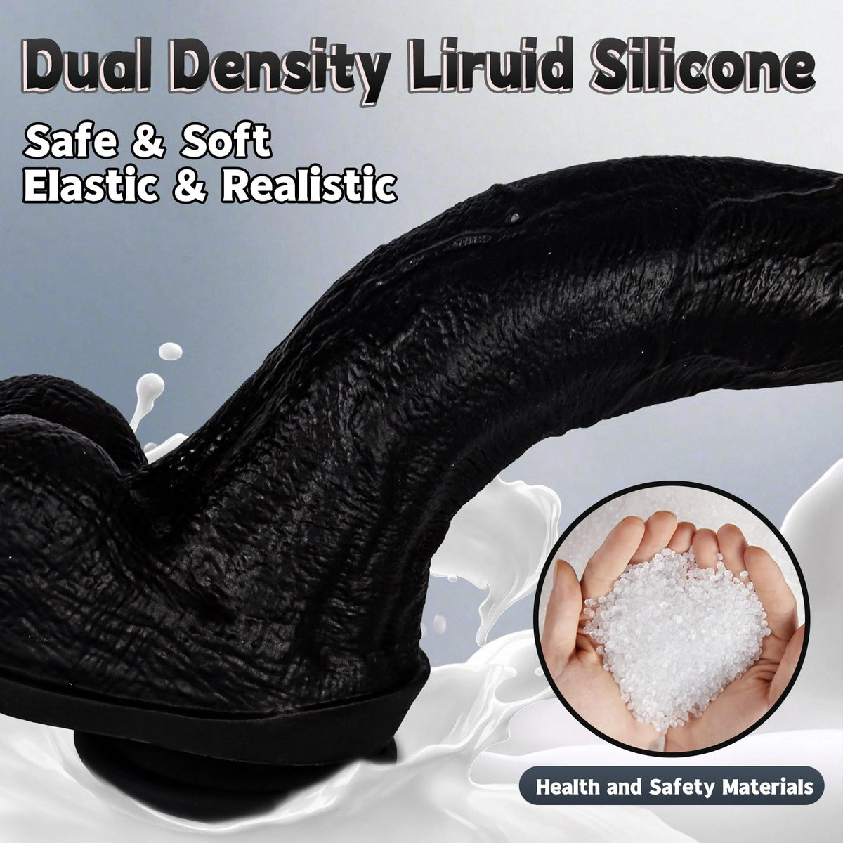 Black Realistic Silicone Dildo with Suction Cup T803