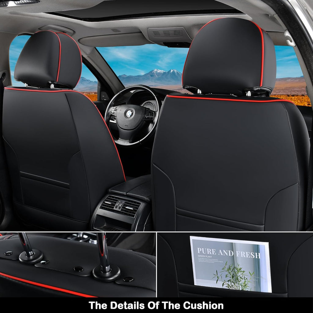 Black Nappa Leather Car Seat Covers Full Set B600083