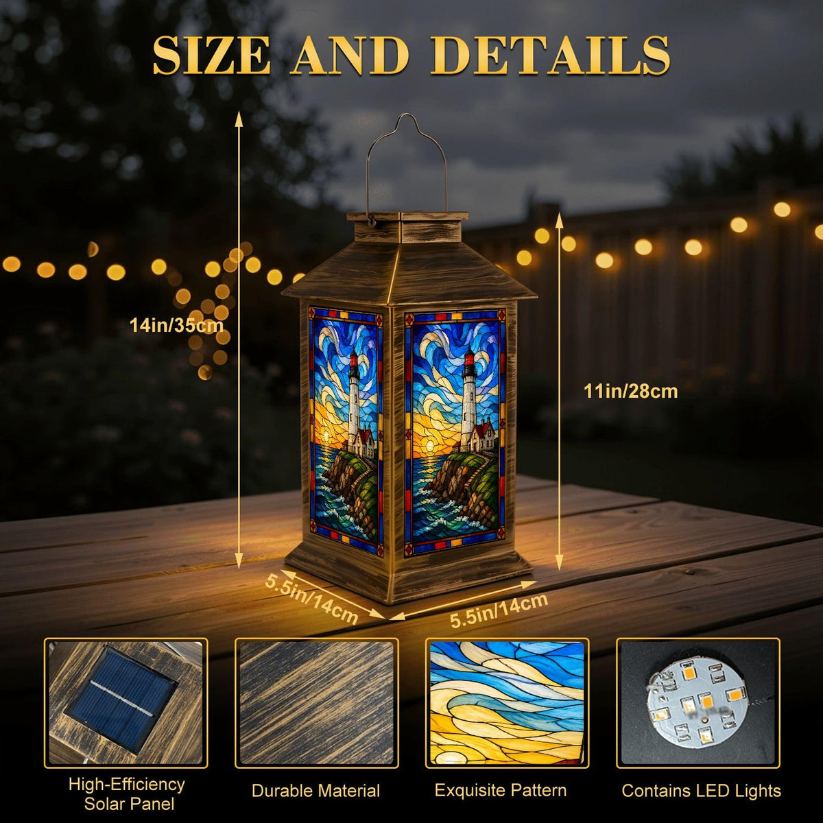 Solar Lantern Outdoor Waterproof LED Hanging Tabletop Lamp Q562108