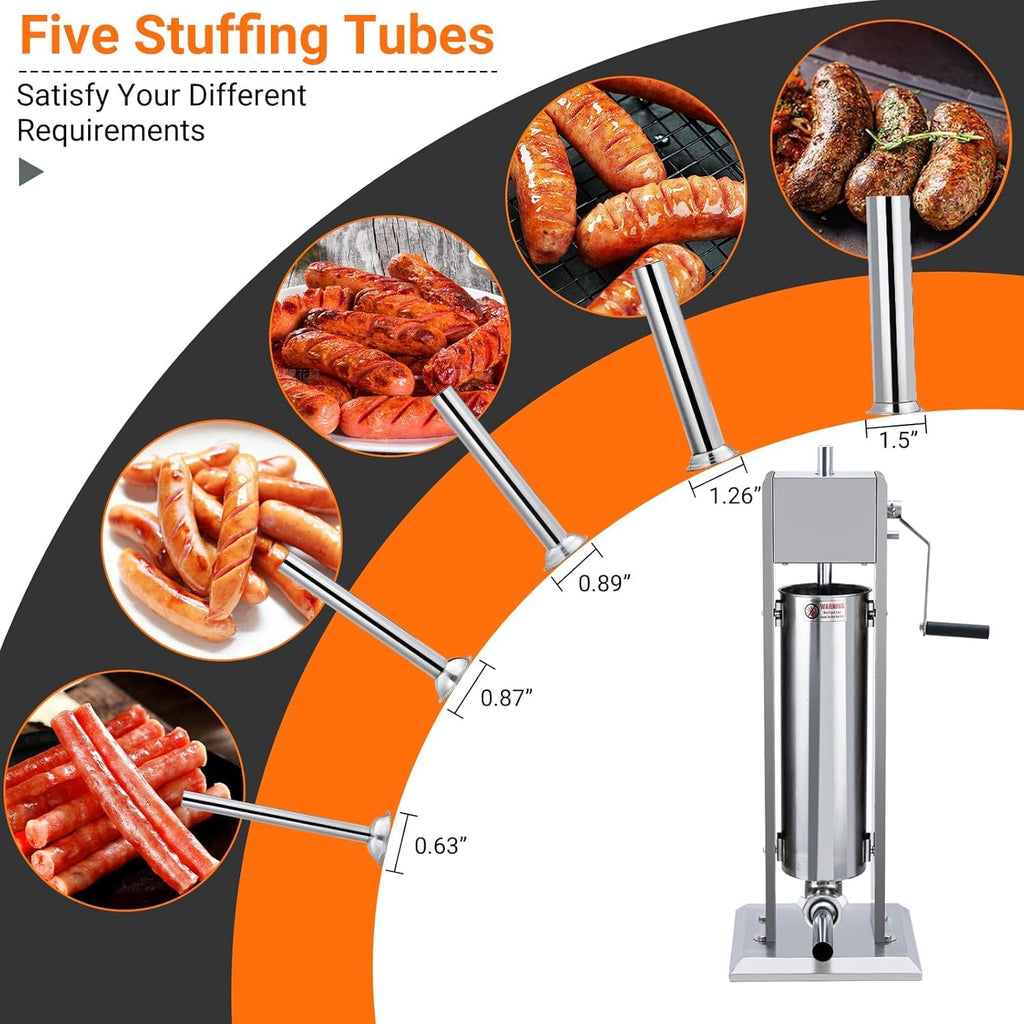 15L Sausage Stuffer with 5 Stainless Steel Tubes K584707