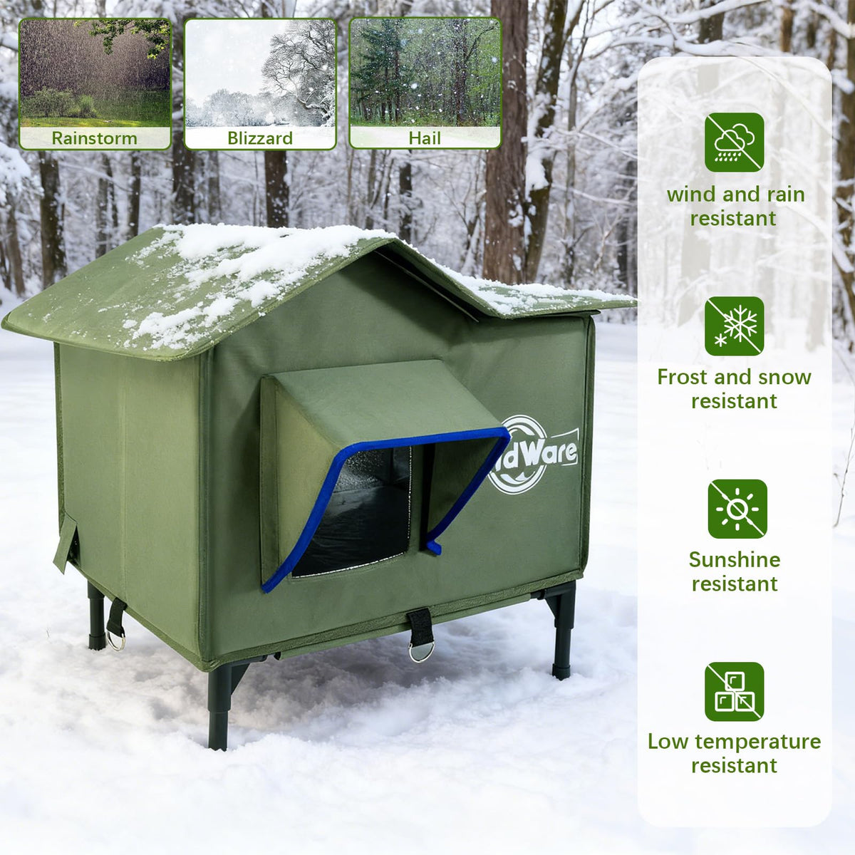 Heated Outdoor Cat House with Elevated Base R8724