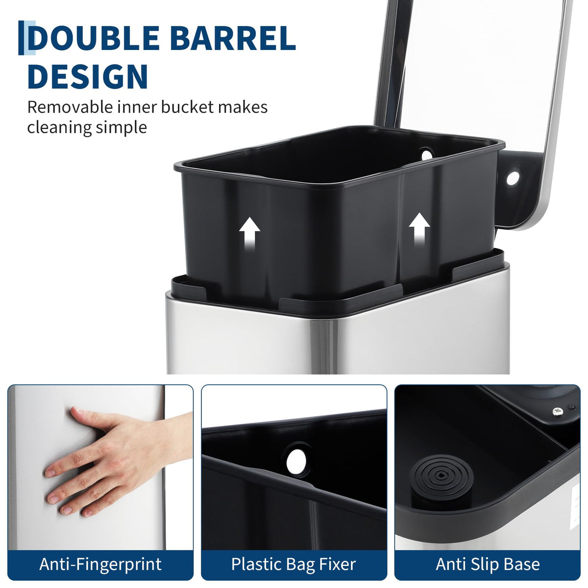13 Gal Stainless Steel Step-On Kitchen Trash Can E759449