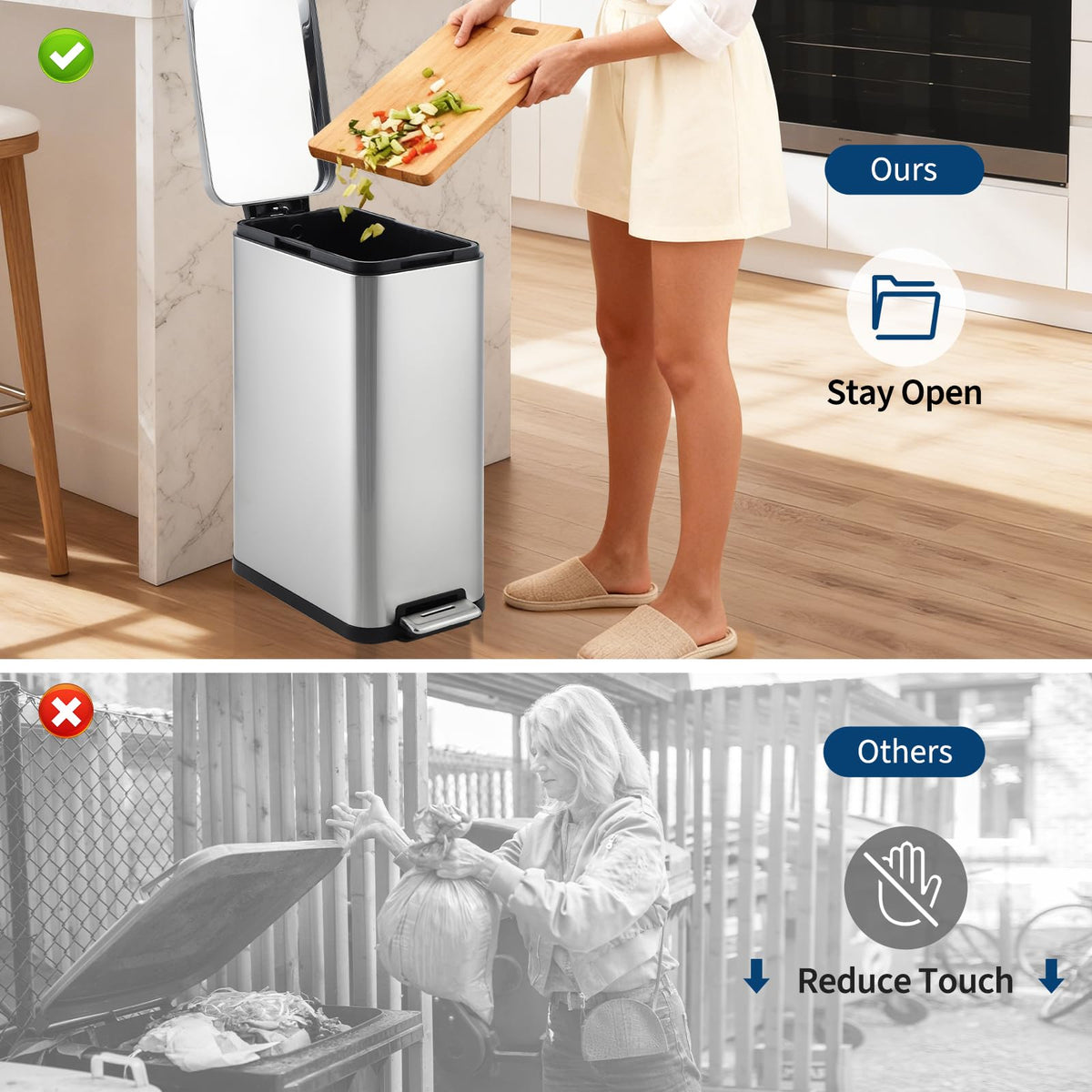13 Gal Stainless Steel Step-On Kitchen Trash Can E759449