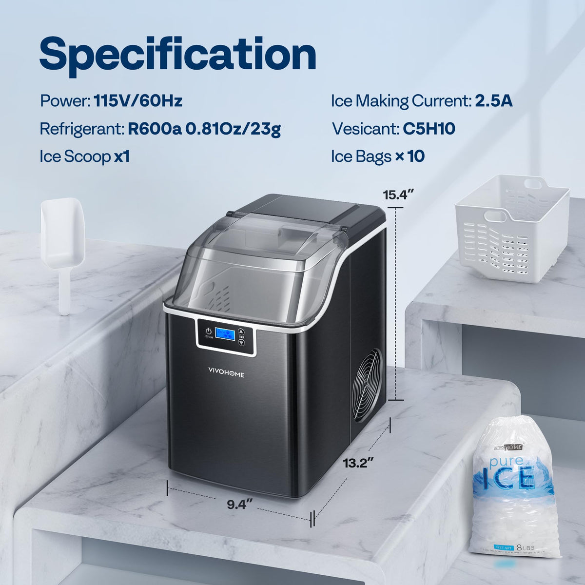 Black Countertop Ice Maker P6876