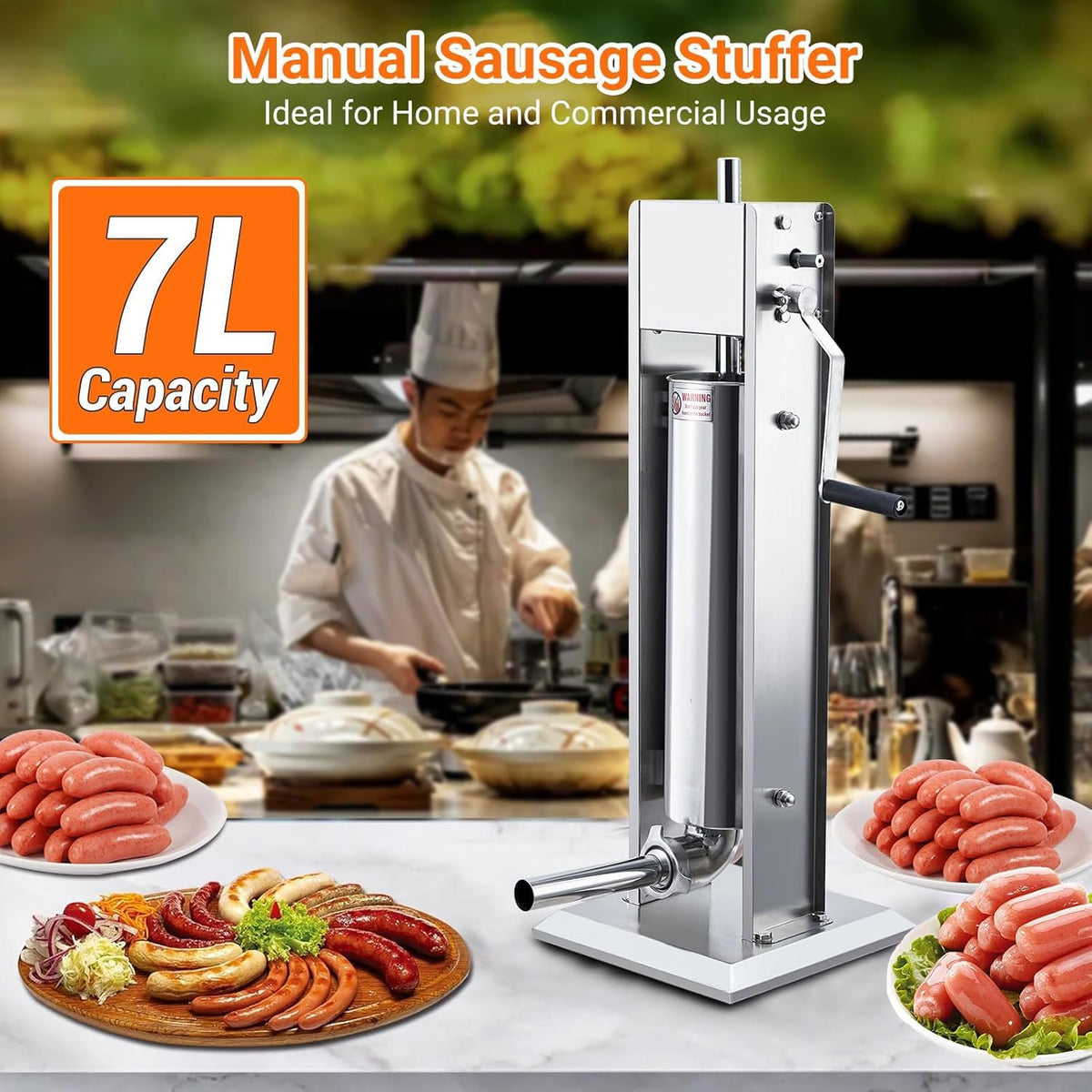 15L Sausage Stuffer with 5 Stainless Steel Tubes K584707